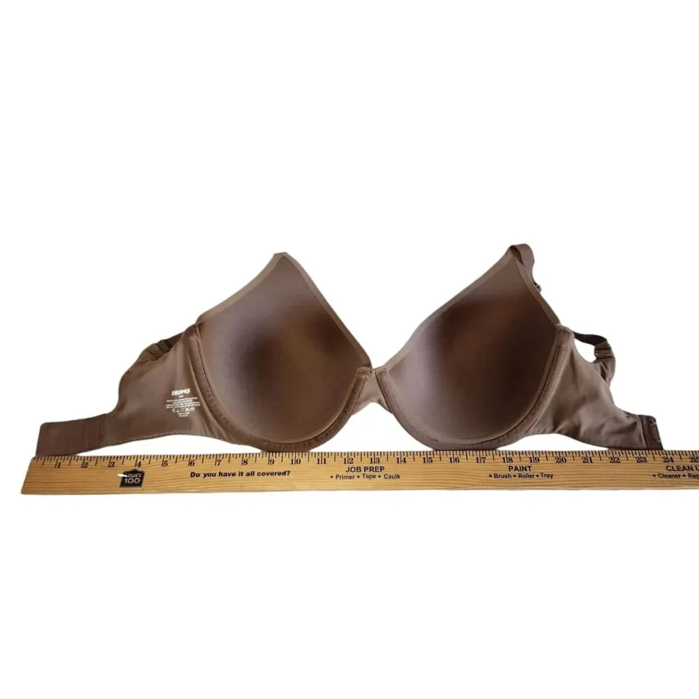 Skims T-Shirt Underwire Demi Bra Cocoa Brown Size 32H Adjustable Straps - Picture 3 of 6